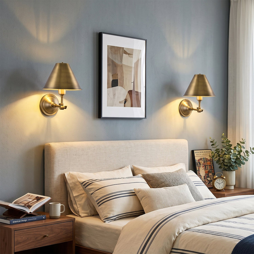 Bicklett Adjustable Brass Cone Wall Sconce