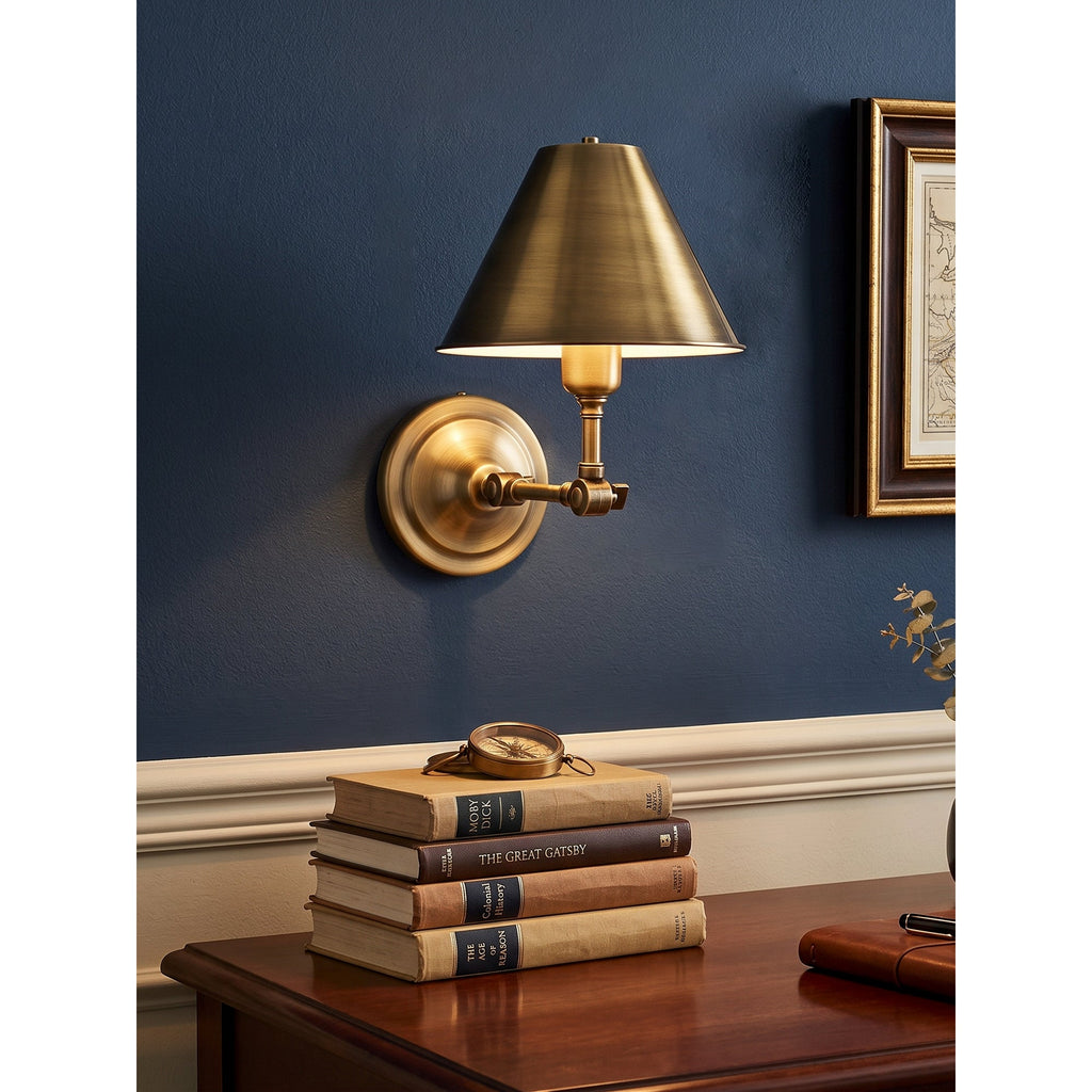 Bicklett Adjustable Brass Cone Wall Sconce