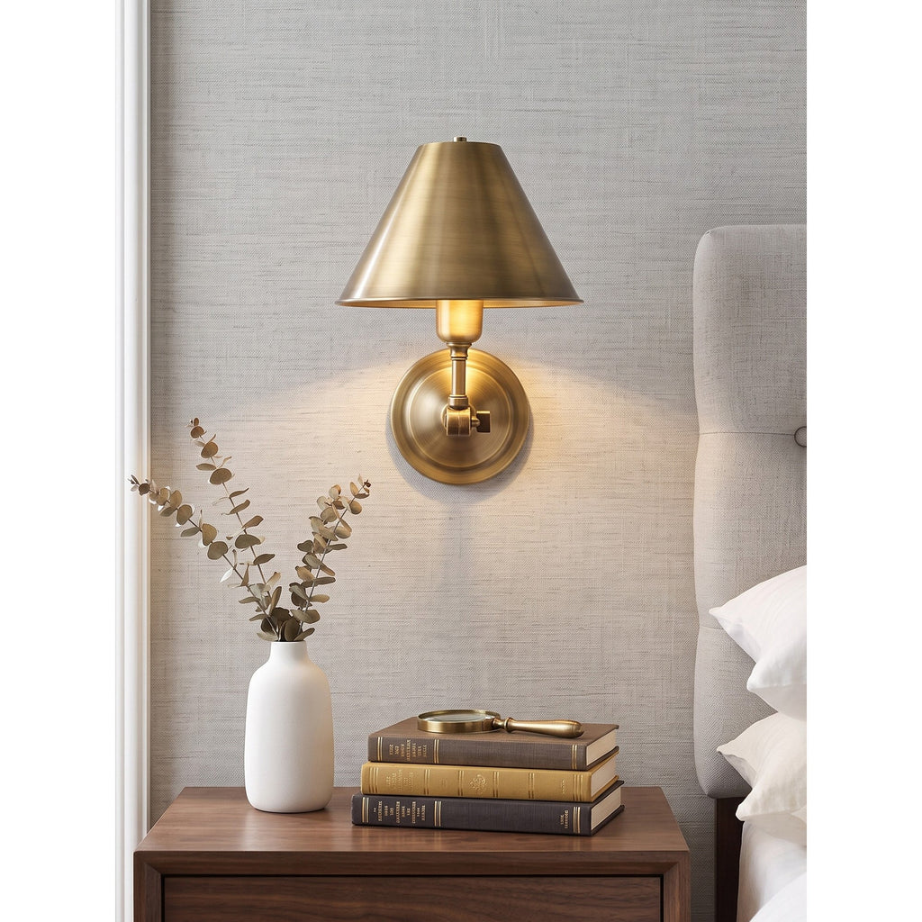 Bicklett Adjustable Brass Cone Wall Sconce