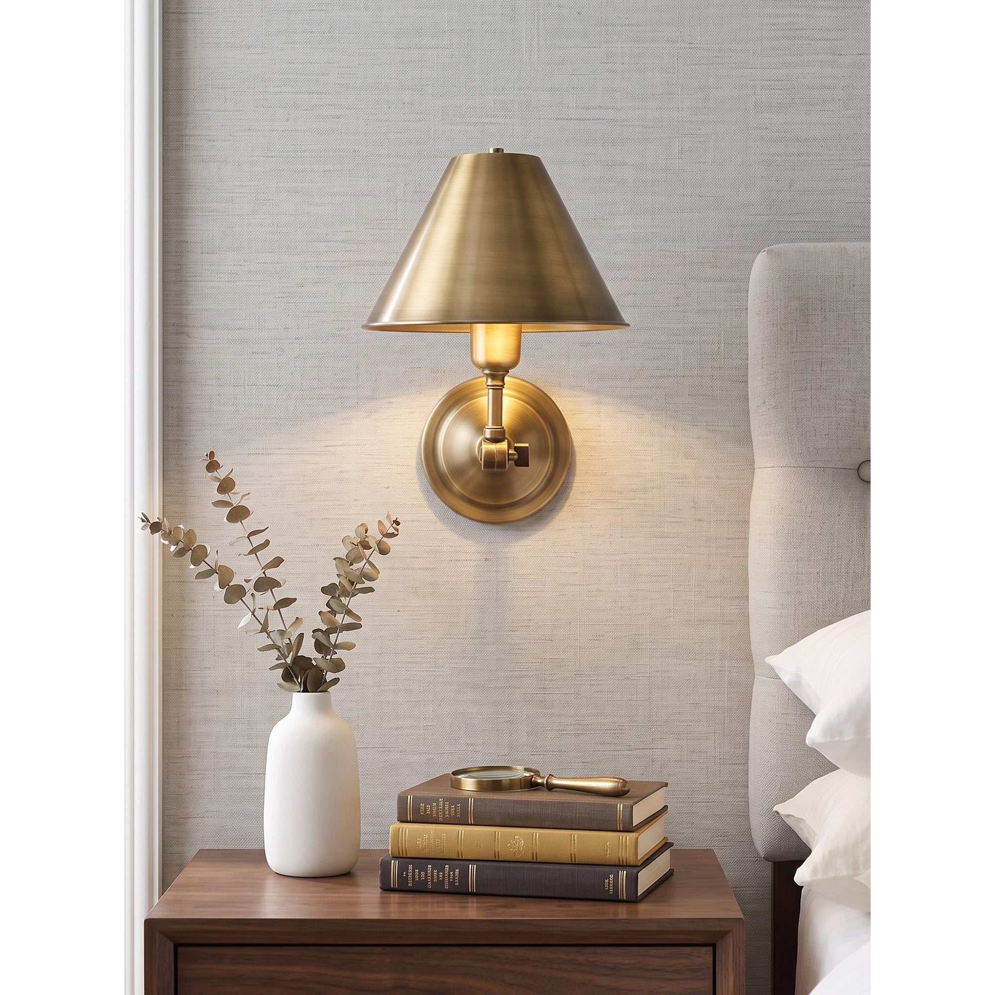Bicklett Adjustable Brass Cone Wall Sconce