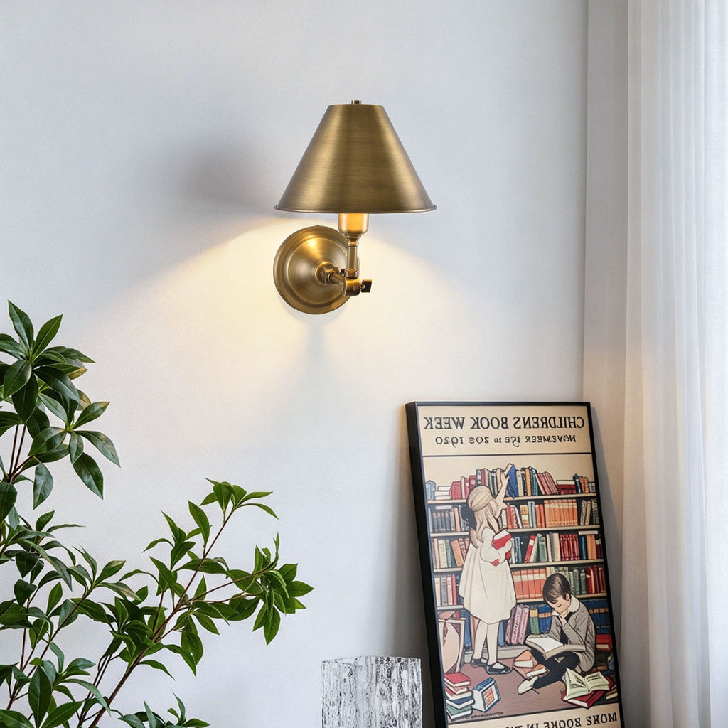 Bicklett Adjustable Brass Cone Wall Sconce