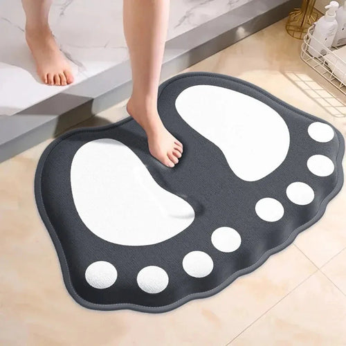 Bath Mat Flannel Non Slip Quick Dry Foot Shape Bathroom Rug