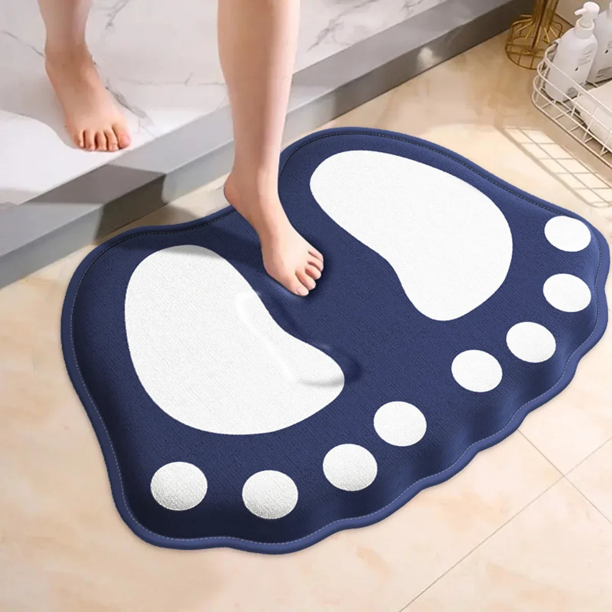 Bath Mat Flannel Non Slip Quick Dry Foot Shape Bathroom Rug