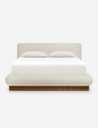 Bello Bed Frame | Plush Bouclé Upholstery, Rippled Wooden Base