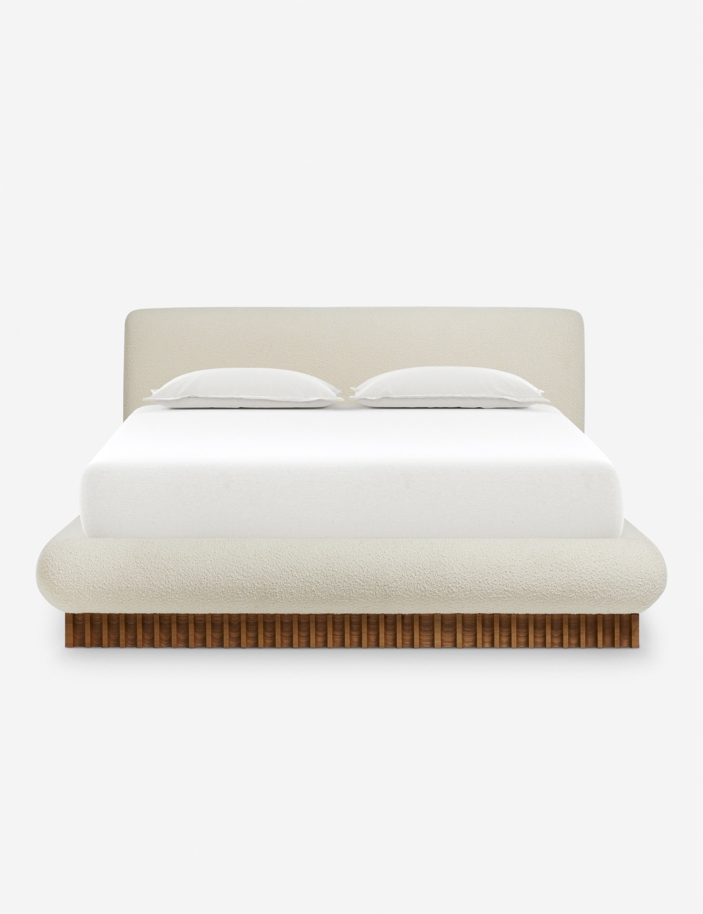 Bello Bed Frame | Plush Bouclé Upholstery, Rippled Wooden Base