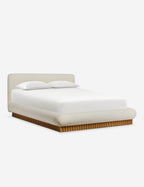 Bello Bed Frame | Plush Bouclé Upholstery, Rippled Wooden Base