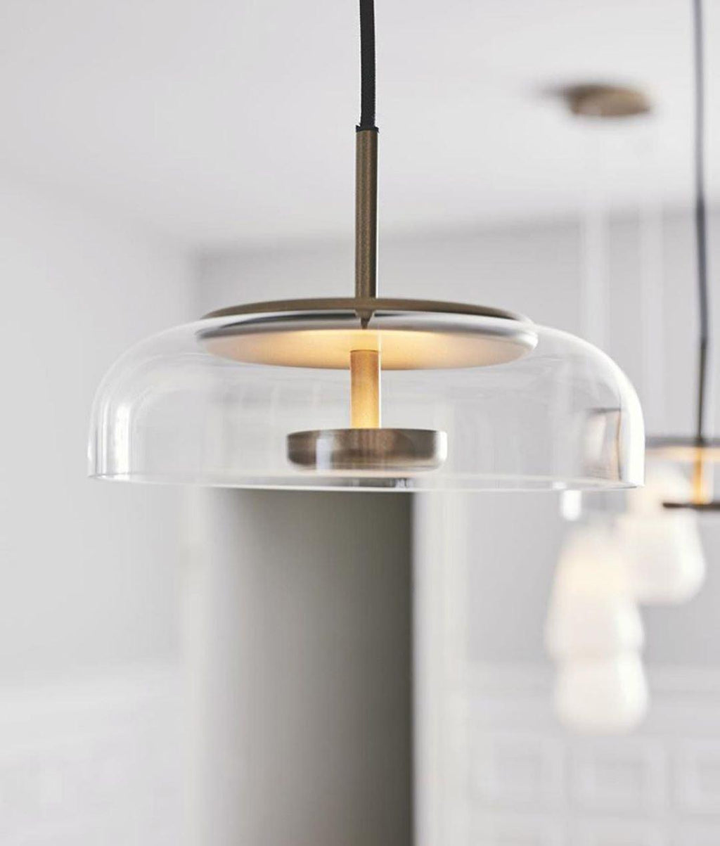 Solara: Pendant Light made of Brass & Glass with Integrated LED – for Dining Room & Living Room