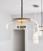 Solara: Pendant Light made of Brass & Glass with Integrated LED – for Dining Room & Living Room