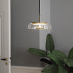 Solara: Pendant Light made of Brass & Glass with Integrated LED – for Dining Room & Living Room