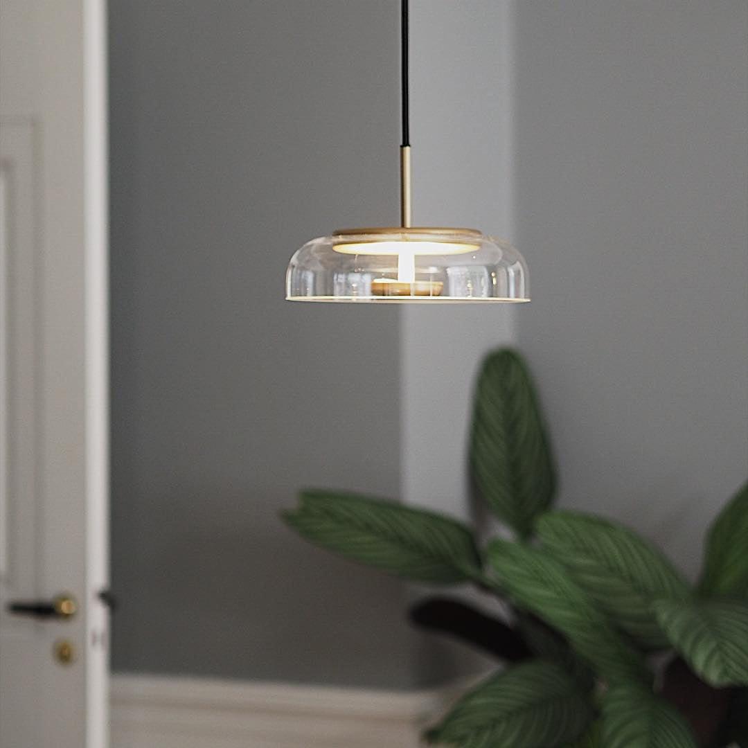 Solara: Pendant Light made of Brass & Glass with Integrated LED – for Dining Room & Living Room