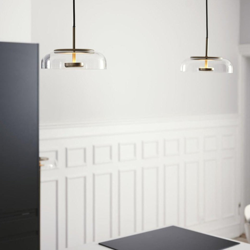 Solara: Pendant Light made of Brass & Glass with Integrated LED – for Dining Room & Living Room