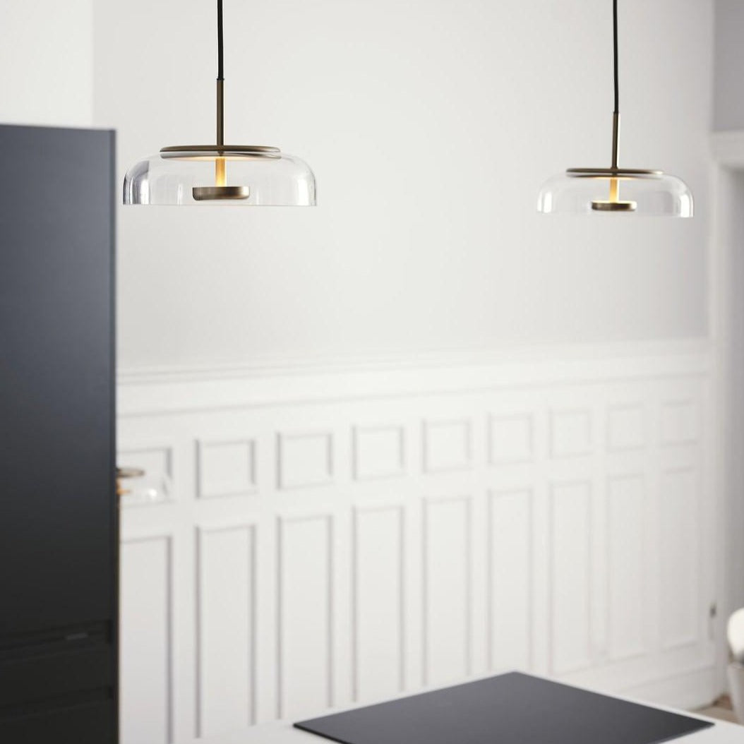 Solara: Pendant Light made of Brass & Glass with Integrated LED – for Dining Room & Living Room