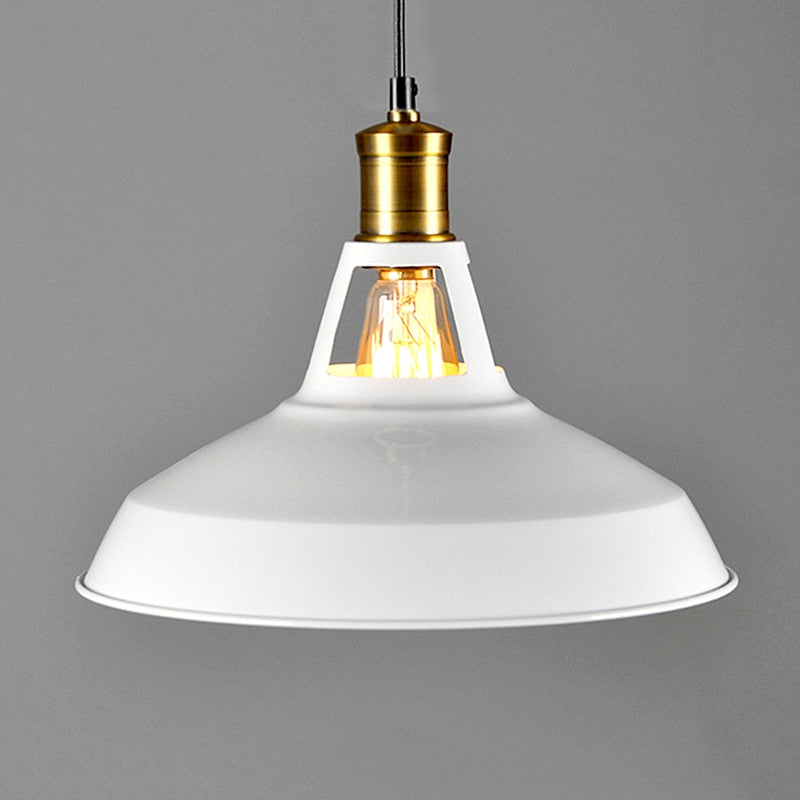 Pendant Light Steel Iron Shade E27 LED Compatible White Black Lighting