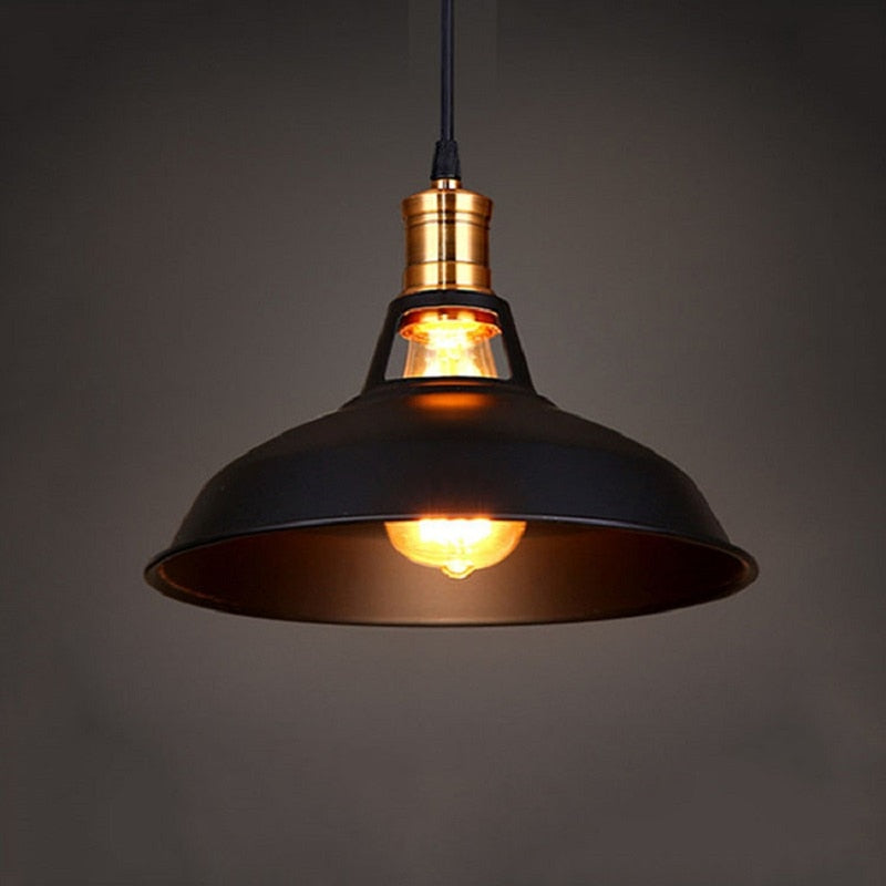 Pendant Light Steel Iron Shade E27 LED Compatible White Black Lighting