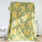 Leaf Charm: Cozy Cotton Blanket with Mulberry Tree Pattern & Light Texture – for Sofa & Bed