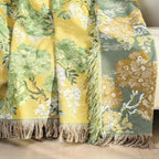 Leaf Charm: Cozy Cotton Blanket with Mulberry Tree Pattern & Light Texture – for Sofa & Bed