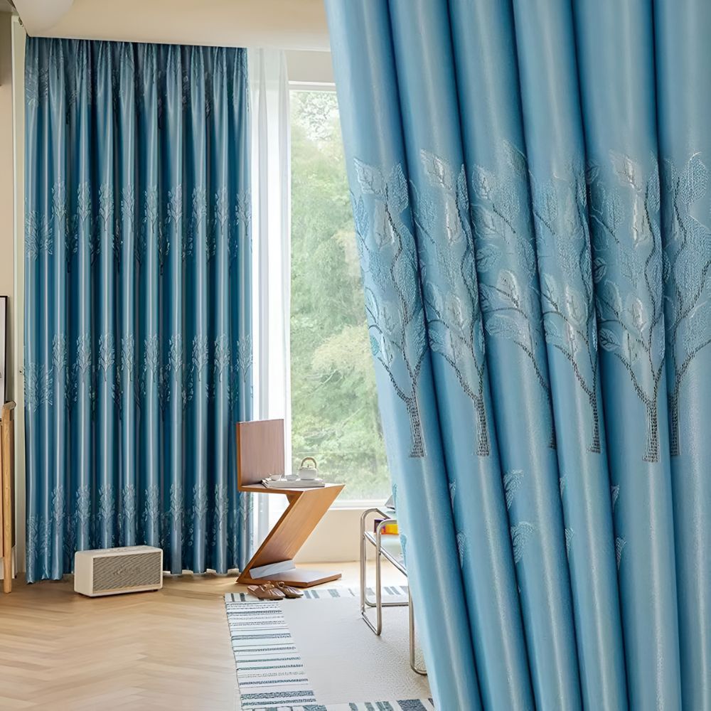 LeafElegance: Curtain with Leaf Embroidery – Blackout & Thermal Protection for Bedrooms