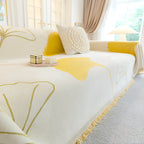 LeafDream: Sofa cover made of luxurious chenille with artistic ginkgo pattern & breathable comfort – for sofa & bedroom