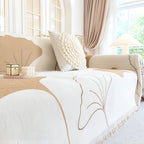 LeafDream: Sofa cover made of luxurious chenille with artistic ginkgo pattern & breathable comfort – for sofa & bedroom