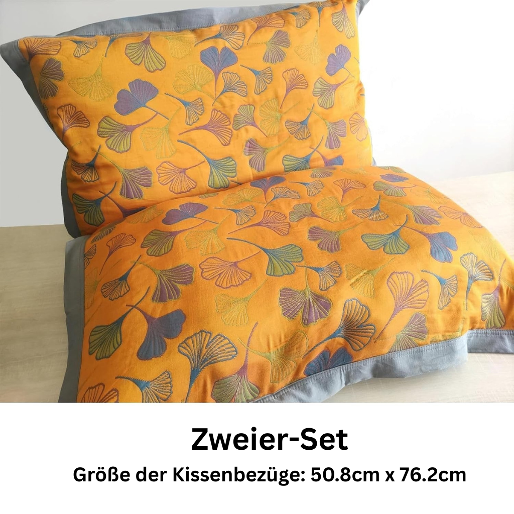 LeafMagic: Pillowcase embroidered with Ginkgo motif – decorative & easy-care for living areas