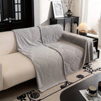 Leaf Line: Fleece Sofa Throw in Herringbone Leaf Pattern & Non-Slip Grip – for Living Room & Couch
