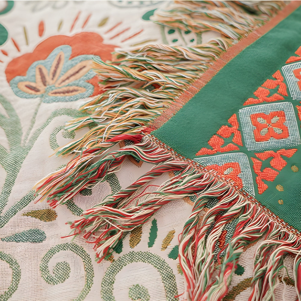 Leaf Loom: Washable Boho Cotton Blankets Made of Cotton Gauze with Reversible Pattern – for Sofa and Bed