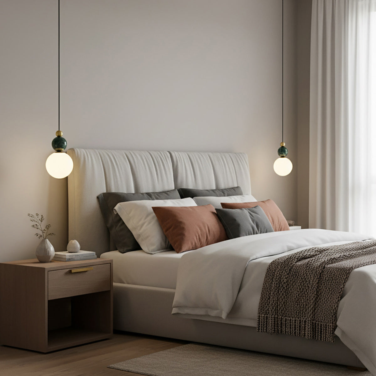 Blesslight Marble & Brass Globe Pendant Lamp