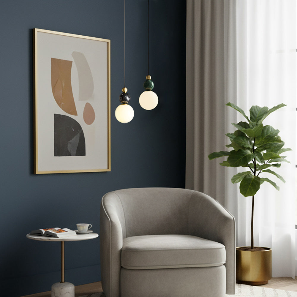 Blesslight Marble & Brass Globe Pendant Lamp