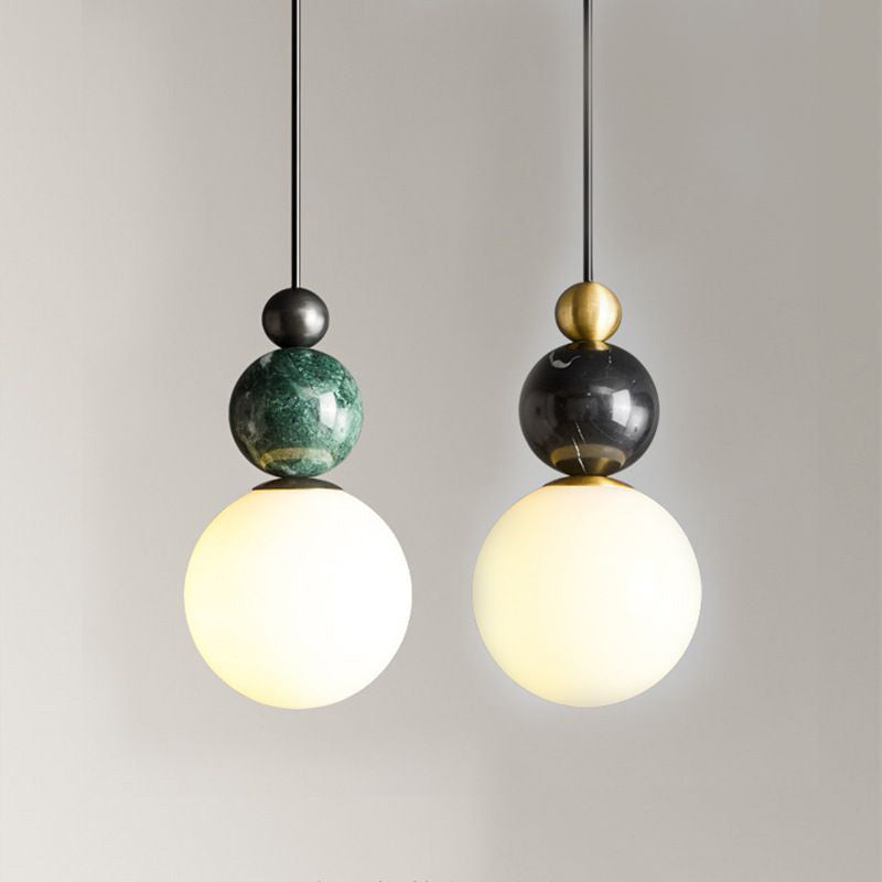 Blesslight Marble & Brass Globe Pendant Lamp