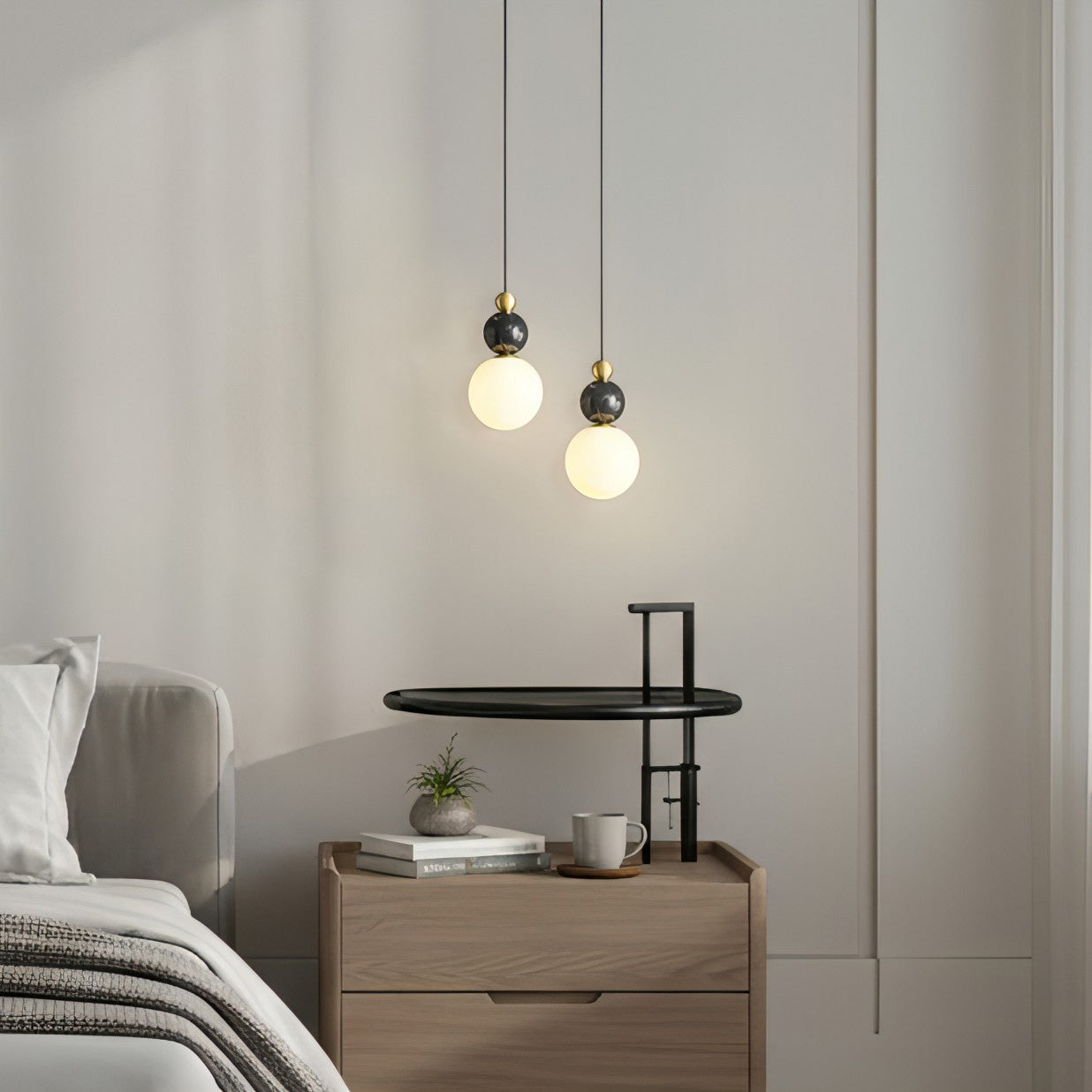 Blesslight Marble & Brass Globe Pendant Lamp