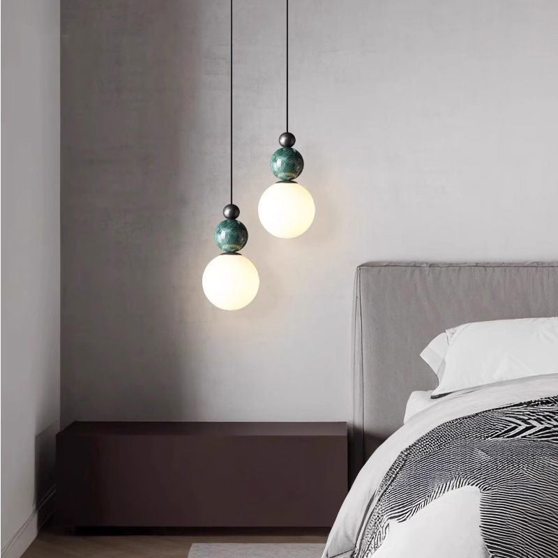 Blesslight Marble & Brass Globe Pendant Lamp