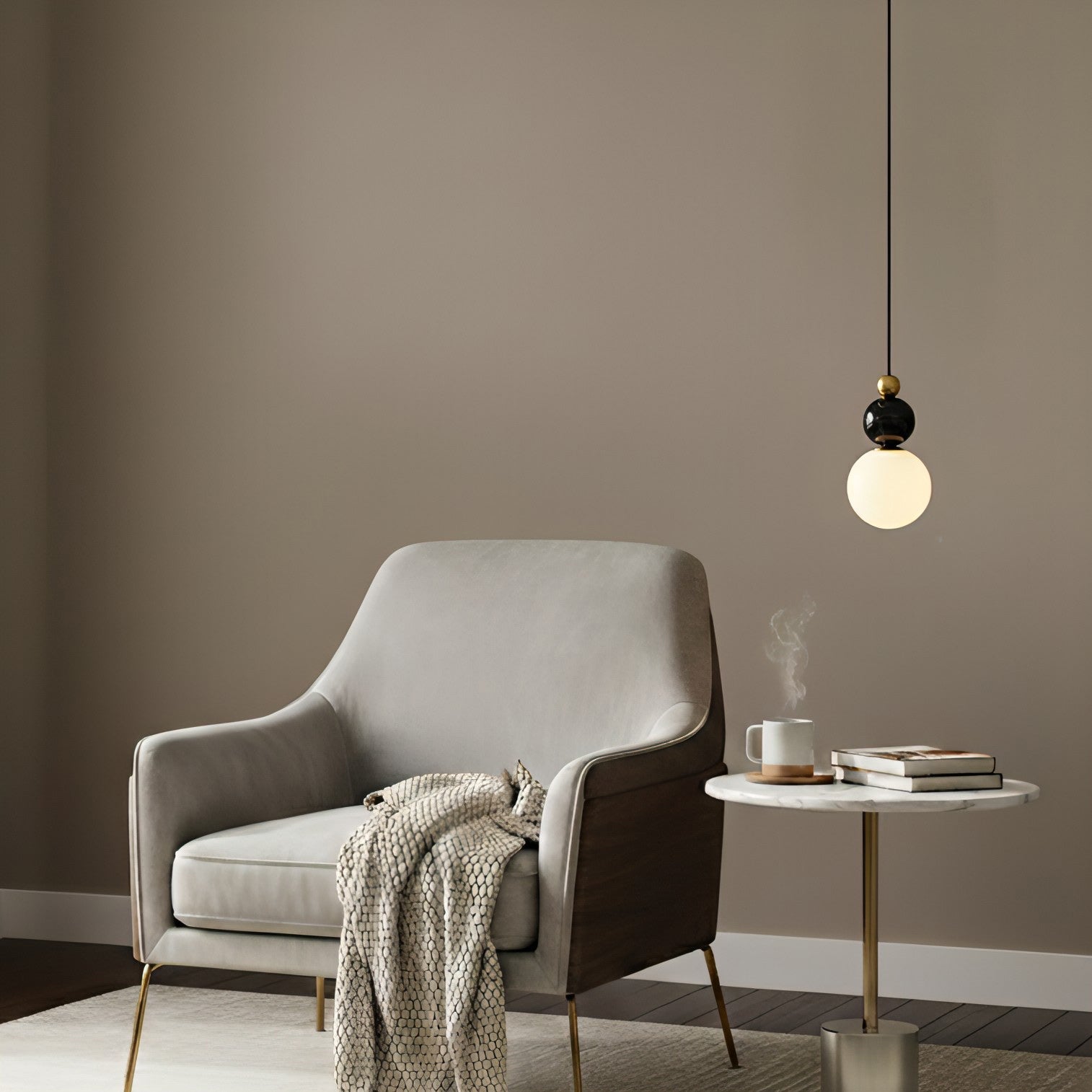 Blesslight Marble & Brass Globe Pendant Lamp