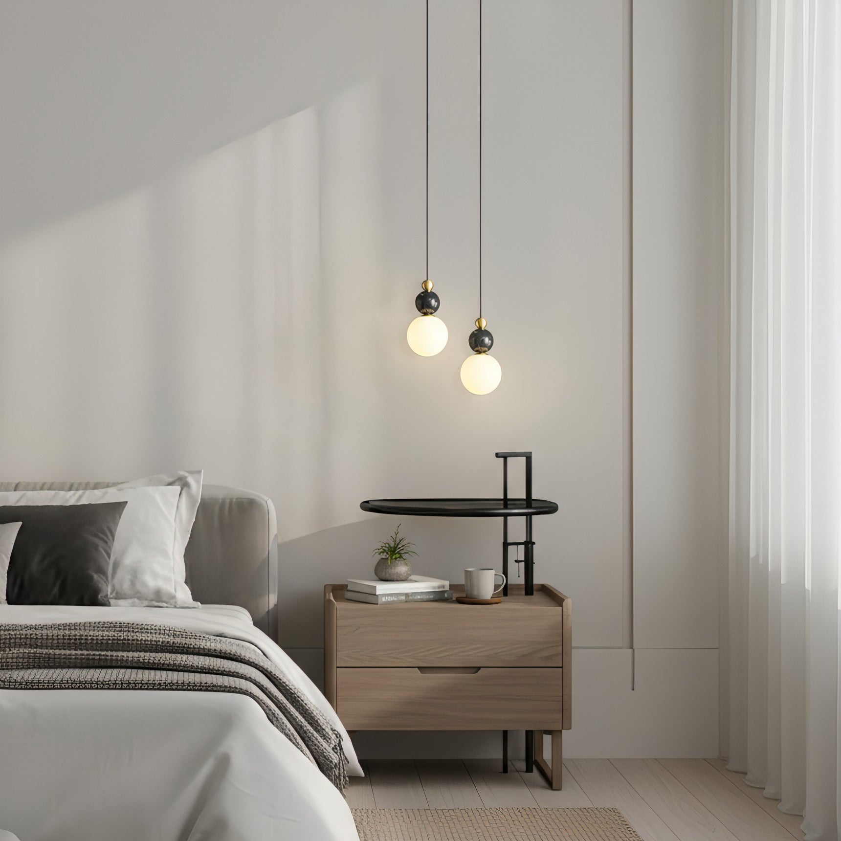 Blesslight Marble & Brass Globe Pendant Lamp