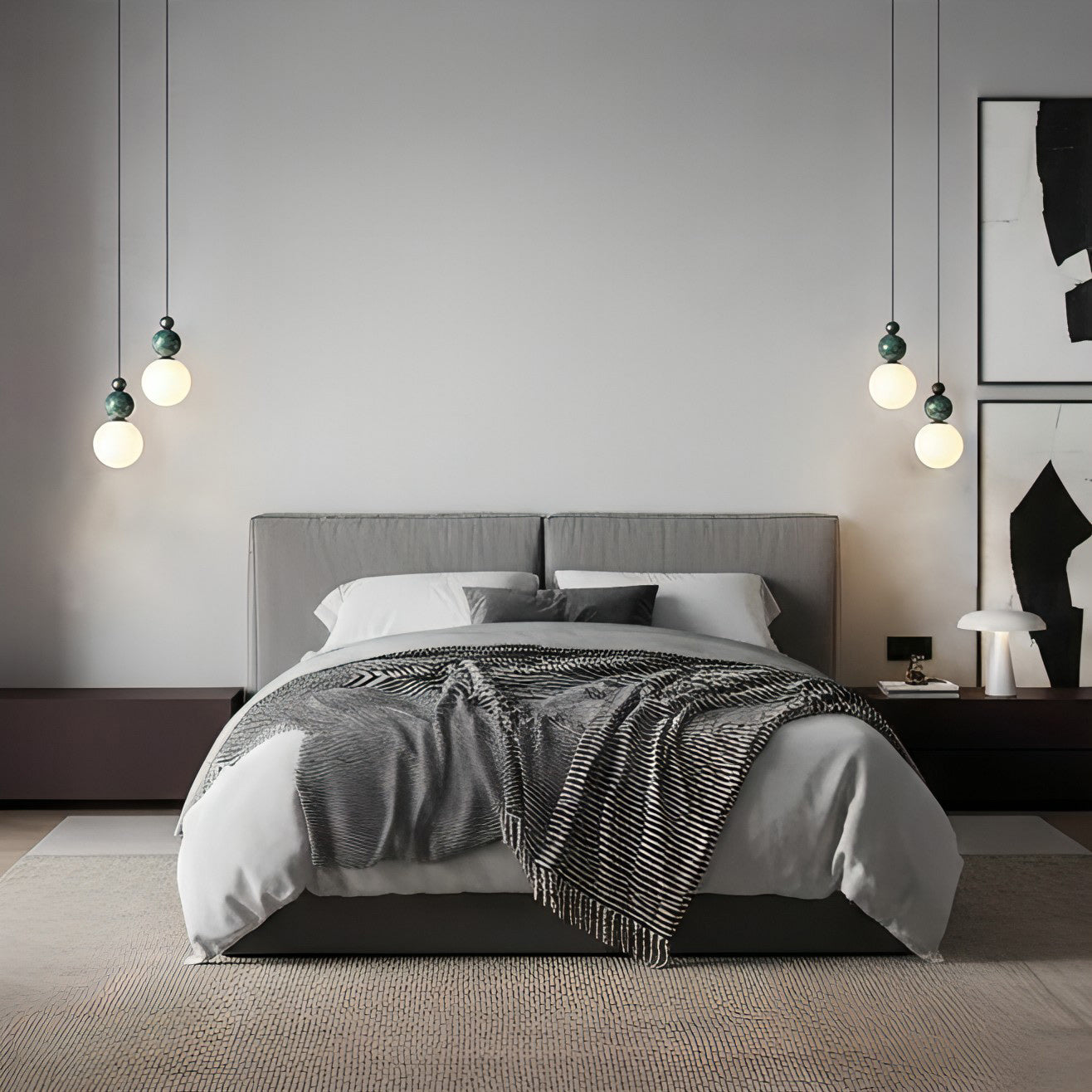 Blesslight Marble & Brass Globe Pendant Lamp
