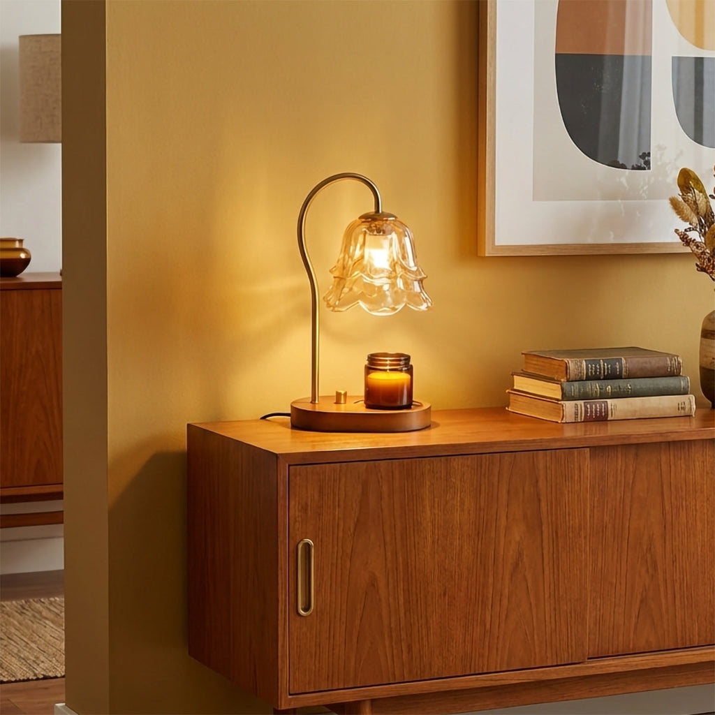 Blomst Floral Glass Candle Warmer Table Lamp
