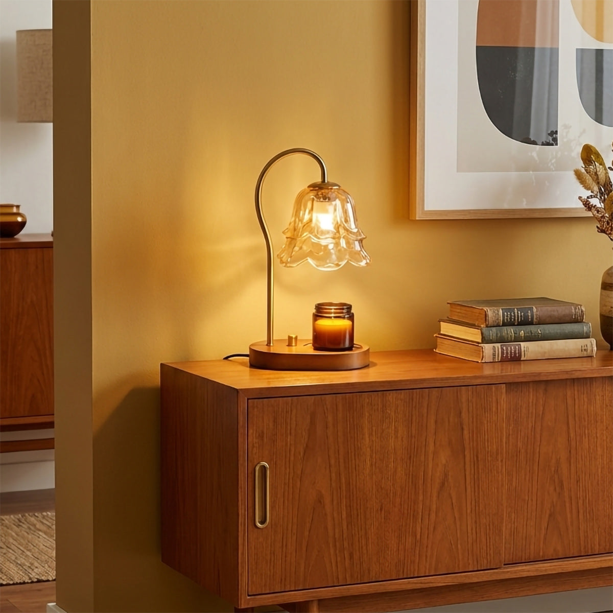 Blomst Floral Glass Candle Warmer Table Lamp