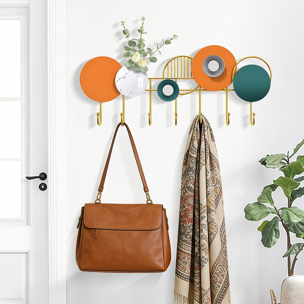BlumenGlanz: Wall-Mounted Coat Rack – Handcrafted Metal Frame with Floral Decoration & Polished Hooks, Decorative for Hallway & Living Room