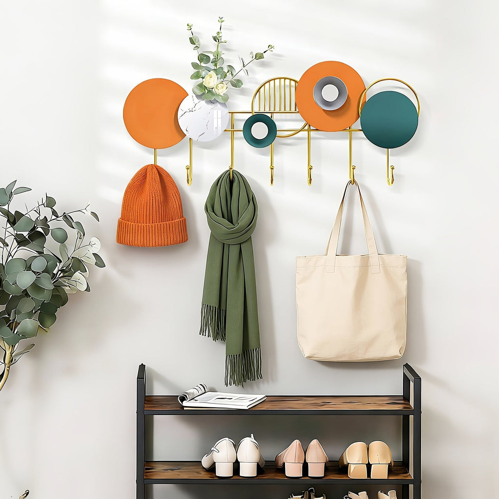 BlumenGlanz: Wall-Mounted Coat Rack – Handcrafted Metal Frame with Floral Decoration & Polished Hooks, Decorative for Hallway & Living Room