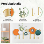 BlumenGlanz: Wall-Mounted Coat Rack – Handcrafted Metal Frame with Floral Decoration & Polished Hooks, Decorative for Hallway & Living Room