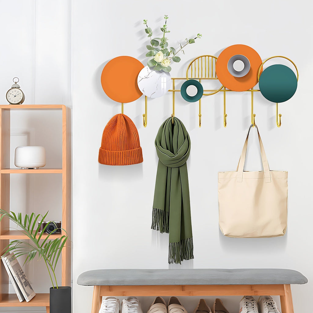 BlumenGlanz: Wall-Mounted Coat Rack – Handcrafted Metal Frame with Floral Decoration & Polished Hooks, Decorative for Hallway & Living Room