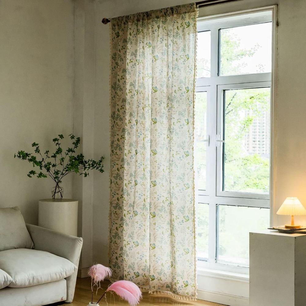 BlumenHauch: Boho-Style Curtain with Floral Pattern – Decorative & Functional for Living Room & Dining Room
