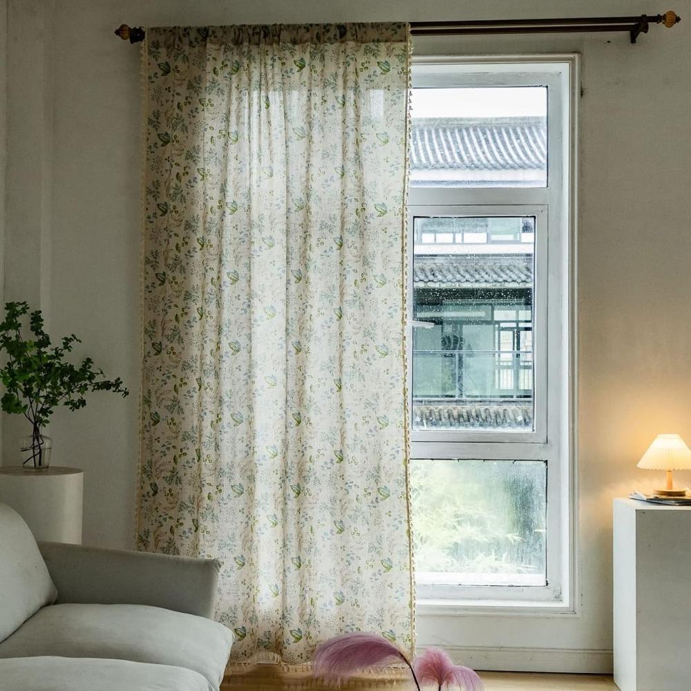 BlumenHauch: Boho-Style Curtain with Floral Pattern – Decorative & Functional for Living Room & Dining Room