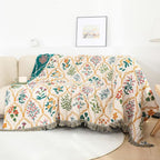 BlütenDiamant: Cotton blankets in jacquard style with two-tone reversible look & light texture – for sofa & bed