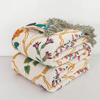 BlütenDiamant: Cotton blankets in jacquard style with two-tone reversible look & light texture – for sofa & bed