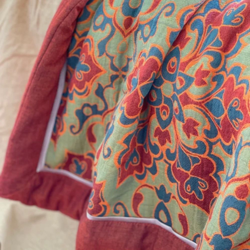 FlowerElegance: Cotton Blankets in Boho Style with Breathable Quality & Colorful Print – for Sofa & Lounge