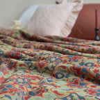 FlowerElegance: Cotton Blankets in Boho Style with Breathable Quality & Colorful Print – for Sofa & Lounge