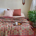FlowerElegance: Cotton Blankets in Boho Style with Breathable Quality & Colorful Print – for Sofa & Lounge