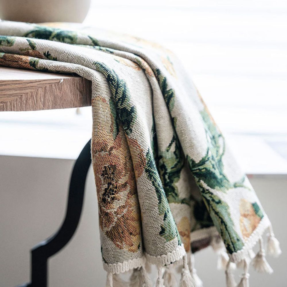 Flower Harmony: Curtain with Floral Pattern and Tassels – Light-Filtering for Bedroom and Living Room