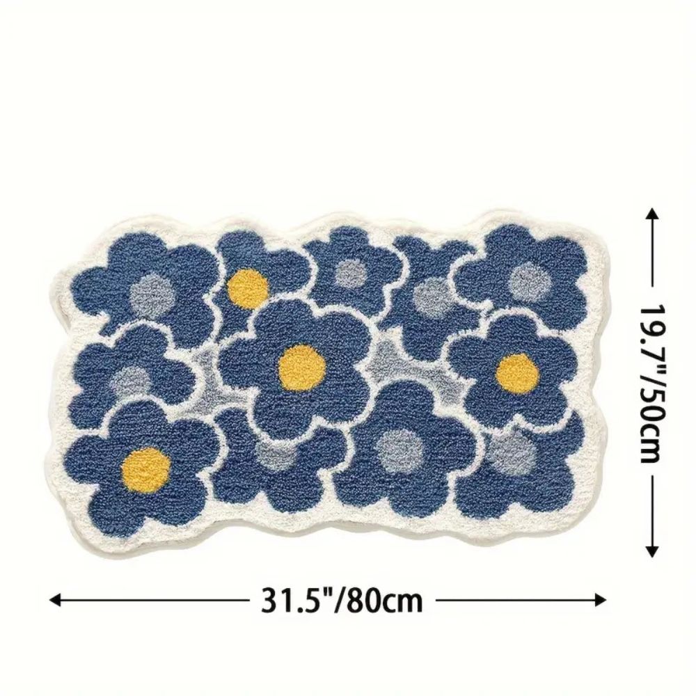 BlütenHeim: Non-Slip Bath Mat in Floral Design – Soft, Absorbent & Washable