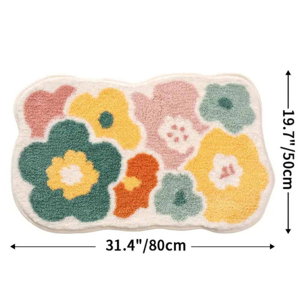 BlütenHeim: Non-Slip Bath Mat in Floral Design – Soft, Absorbent & Washable